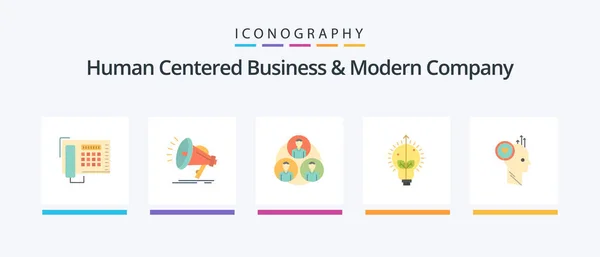 Human Centered Business Modern Company Flat Icon Pack Including Light — Stock Vector