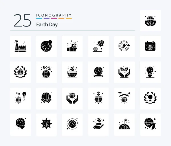 Earth Day Solid Glyph Icon Pack Including Energy Earth Day — Stockvektor