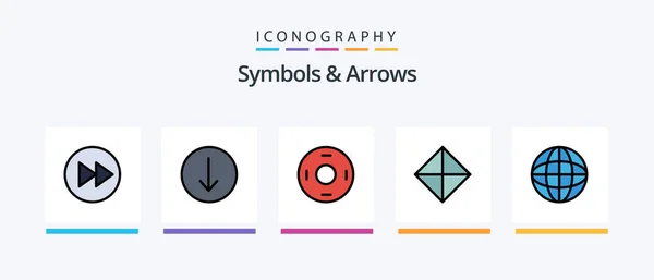 Symbols Arrows Line Filled Icon Pack Including Sticker Label Ancient — Vetor de Stock