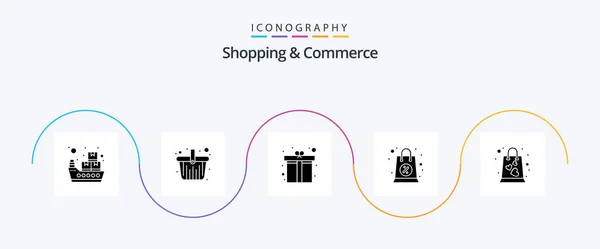 Shopping Commerce Glyph Icon Pack Including Favorite Shopping Sale Heart — Vector de stock