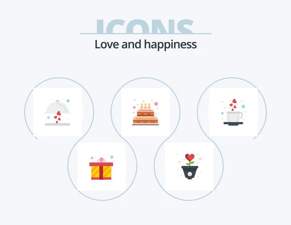 Love Flat Icon Pack Icon Design Coffee Wedding Love Love — ストックベクタ