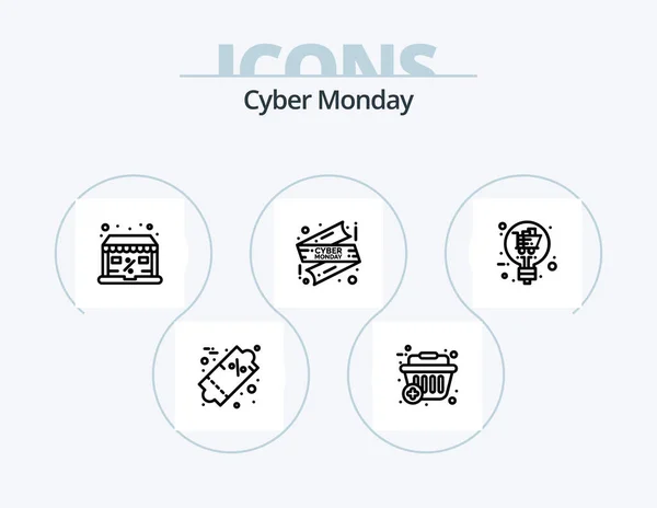 Cyber Monday Line Icon Pack Icon Design Limited Cyber Shopping — ストックベクタ