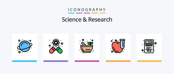 Science Line Filled Icon Pack Including Science Interaction Flask Calculator — Stockvector