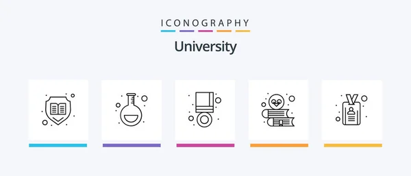 University Line Icon Pack Including Flask Record Document Creative Icons — Vetor de Stock