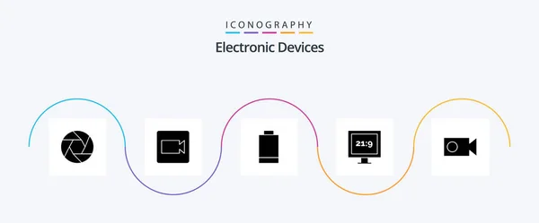 Devices Glyph Icon Pack Including Video Electric Record — Stockvector