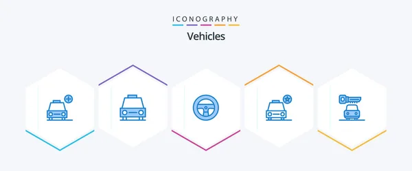 Vehicles Blue Icon Pack Including Key Vehicles Vehicles Star Car — Archivo Imágenes Vectoriales