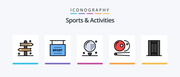 Sports Activities Line Filled Icon Pack Including Game Athletics Sports — Archivo Imágenes Vectoriales