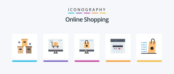 Online Shopping Flat Icon Pack Including Credit Card Marketing Shopping — Wektor stockowy