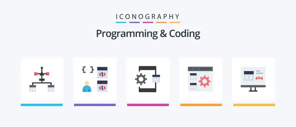 Programming Coding Flat Icon Pack Including Develop App Development Management — Stockvector