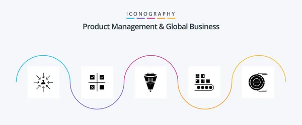 Product Managment Global Business Glyph Icon Pack Including Management Business — стоковый вектор