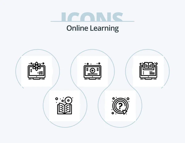 Online Learning Line Icon Pack Icon Design Education Team Online — Stockvector