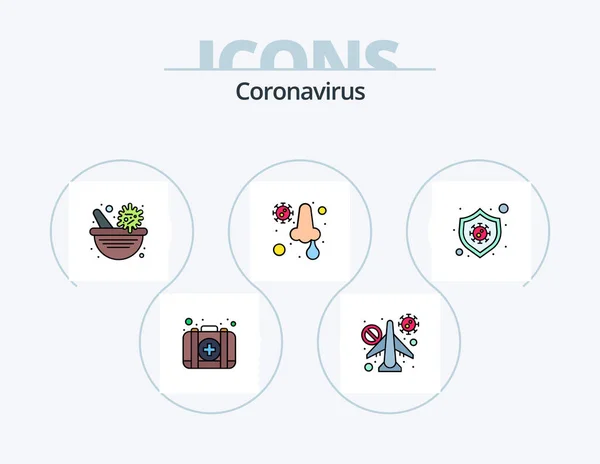 Coronavirus Line Filled Icon Pack Icon Design Emergency Medical Infection — Vettoriale Stock