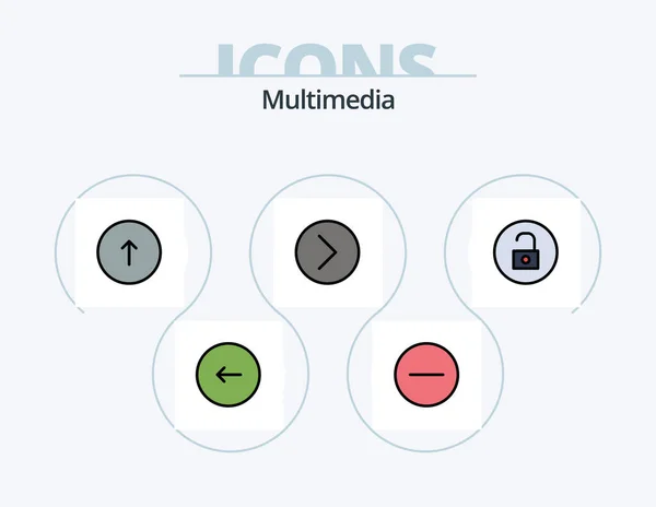 Multimedia Line Filled Icon Pack Icon Design System Communication Player — Stockvektor
