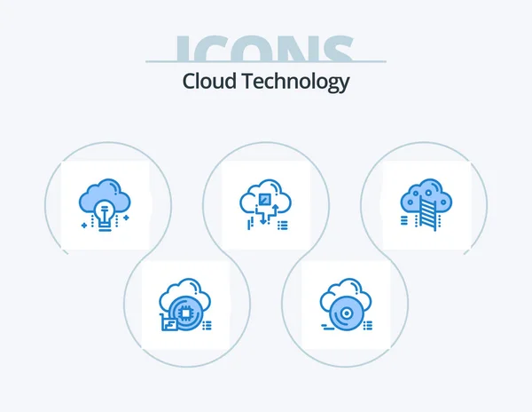 Cloud Technology Blue Icon Pack Icon Design Arrow Connect Store — Stockvector
