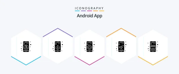 Android App Glyph Icon Pack Including Shopping Commerce Turn Buy — ストックベクタ