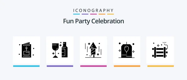Party Glyph Icon Pack Including Dynamite Party Celebration Gift Birthday — Stock vektor