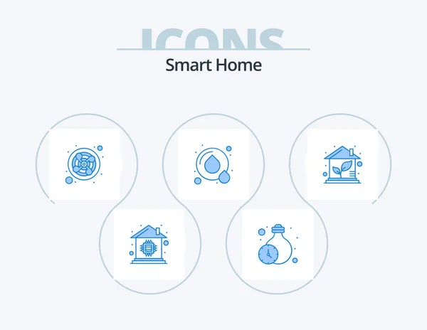 Smart Home Blue Icon Pack Icon Design Green Eco Exhaust — ストックベクタ