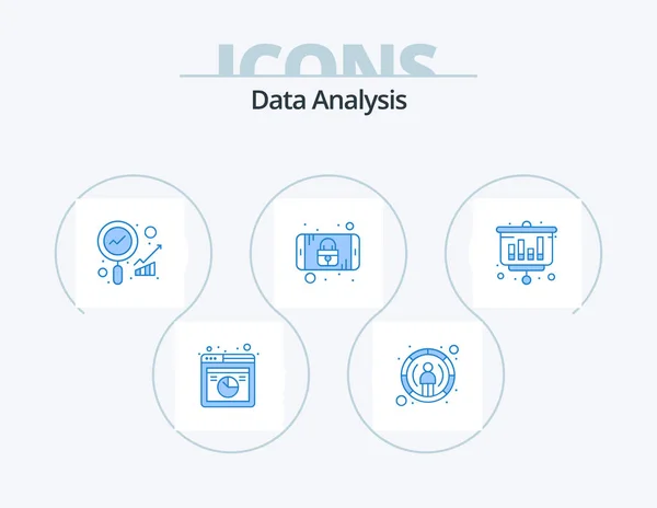 Data Analysis Blue Icon Pack Icon Design Graph Data Security — Wektor stockowy
