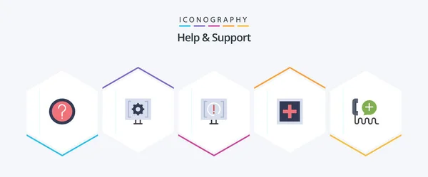 Help Support Flat Icon Pack Including Help Add Service Support — 图库矢量图片