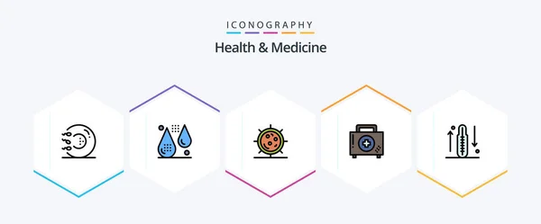 Health Medicine Filledline Icon Pack Including Disease Aid Fitness Medicine — Stock Vector