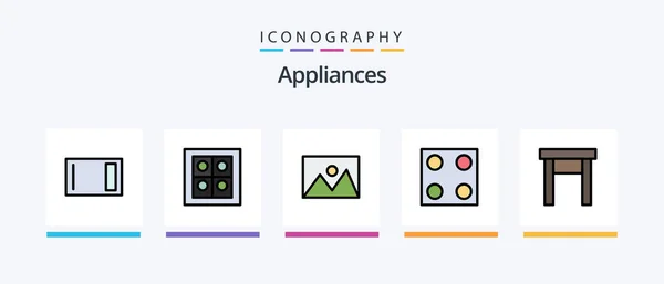 Appliances Line Filled Icon Pack Including Plug Bathroom Light Appliances — Stockvector