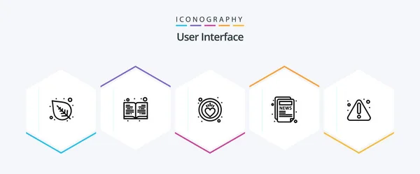 User Interface Line Icon Pack Including Care Warning Error — Stok Vektör