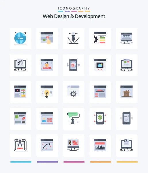 Creative Web Design Development Flat Icon Pack Board Advert Artwork — Stock vektor