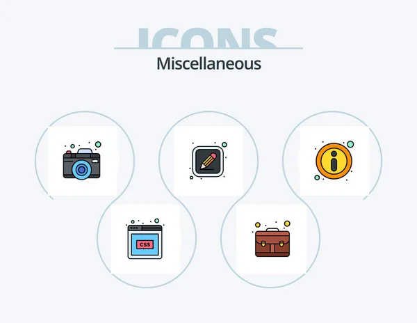 Miscellaneous Line Filled Icon Pack Icon Design Images File Receipt — Stock vektor