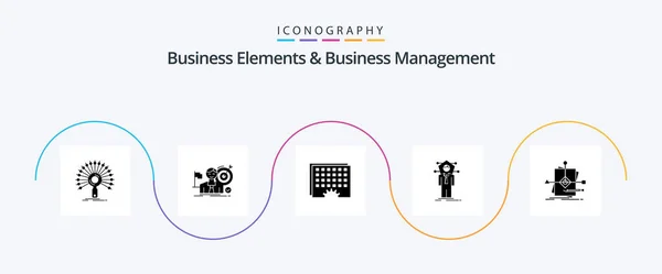 Business Elements Business Managment Glyph Icon Pack Including Human Business — Image vectorielle