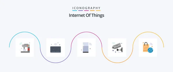 Internet Things Flat Icon Pack Including Security Internet Things Things — Stockvector