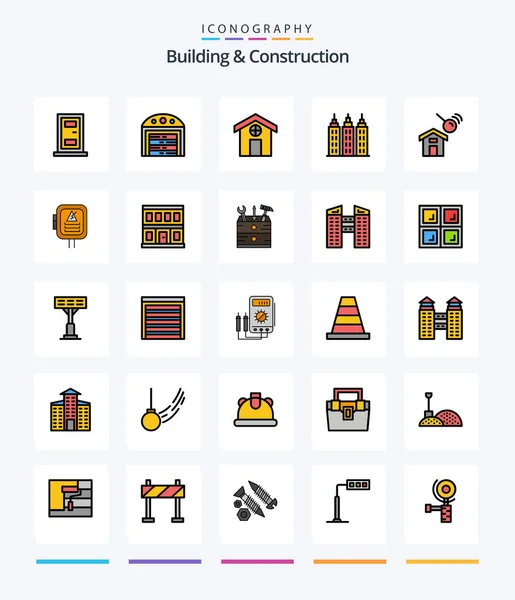 Creative Building Construction Line Filled Icon Pack Construction Power Tower — ストックベクタ