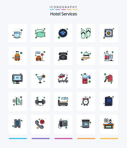 Creative Hotel Services Line Filled Icon Pack Safe Comfort Free — Image vectorielle