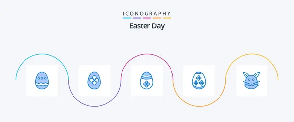 Easter Blue Icon Pack Including Bunny — Stockvektor