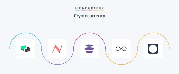 Cryptocurrency Flat Icon Pack Including Byetball Cryptocurrency Dinar Crypto Infinite — 图库矢量图片