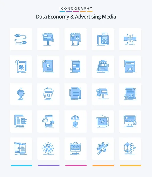 Creative Data Economy Advertising Media Blue Icon Pack Telephone Fax — Image vectorielle