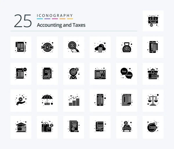 Taxes Solid Glyph Icon Pack Including Banking Calculate Service Legal — Vettoriale Stock