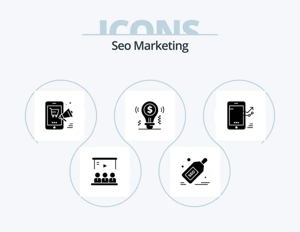 Seo Marketing Glyph Icon Pack Icon Design Business Idea Discount — Vector de stock