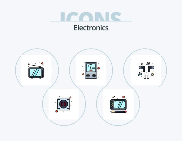 Electronics Line Filled Icon Pack Icon Design Energy Car House — Stok Vektör