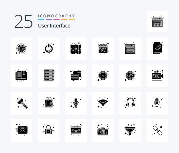 User Interface Solid Glyph Icon Pack Including Page Account Switch — Vettoriale Stock