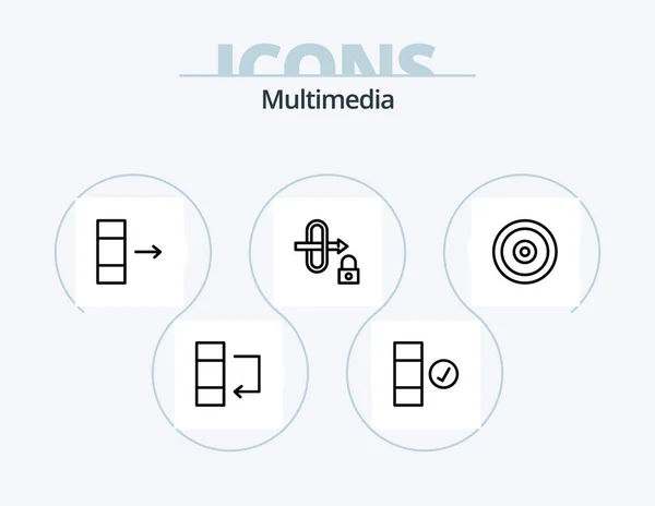 Multimedia Line Icon Pack Icon Design Web Sorting Target Mobile — Archivo Imágenes Vectoriales