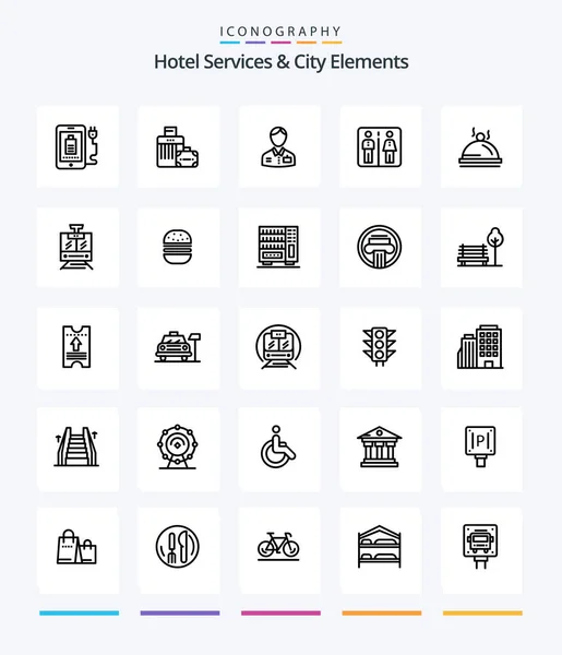 Creative Hotel Services City Elements Outline Icon Pack Hotel Machine — Archivo Imágenes Vectoriales