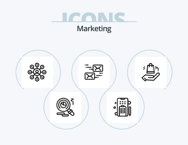 Marketing Line Icon Pack Icon Design Mail Selling Ahnd Sales — ストックベクタ