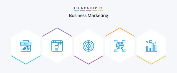 Business Marketing Blue Icon Pack Including Statistics Graphical Chart Marketing — Image vectorielle