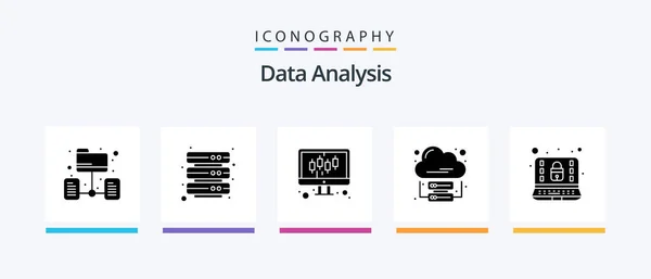 Data Analysis Glyph Icon Pack Including Internet Cloud Internet Computer — Vetor de Stock