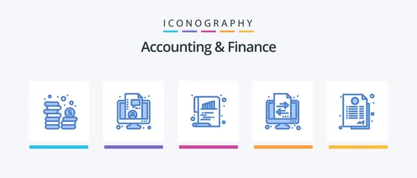 Accounting Finance Blue Icon Pack Including Contract Transfer Bar Transaction — Wektor stockowy