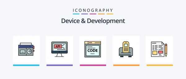 Device Development Line Filled Icon Pack Including Power Electric Share — Stockový vektor