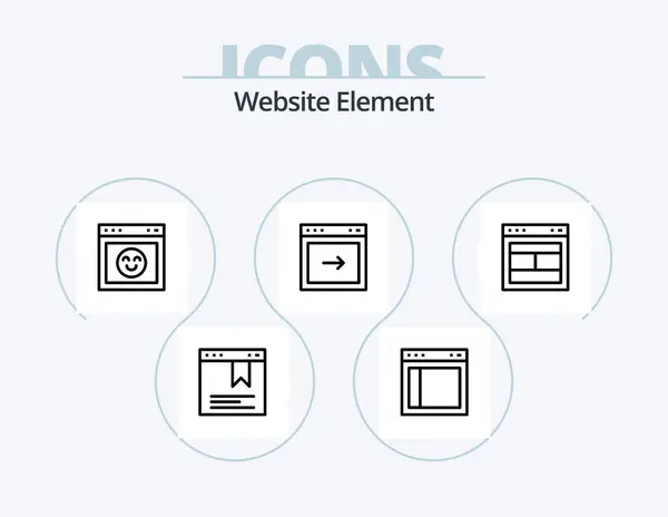 Website Element Line Icon Pack Icon Design Website Link Web — Stockvector