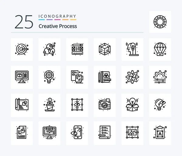 Creative Process Line Icon Pack Including Creative Man Process Process — Wektor stockowy