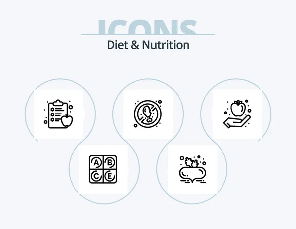 Diet Nutrition Line Icon Pack Icon Design Lemon Citrus Fruit — Stockvektor