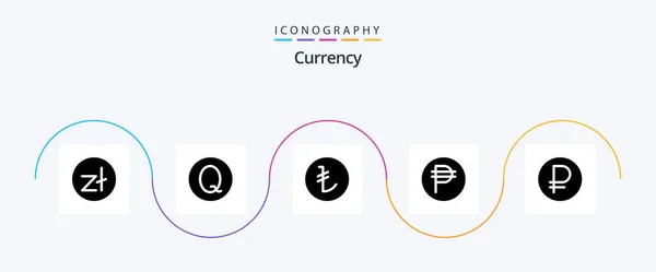 Currency Glyph Icon Pack Including Peso Currency Guatemalan Philippine Try — Διανυσματικό Αρχείο